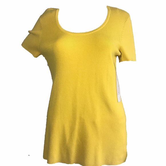 Liz Claiborne Collection Large Shirt Super Yellow NWT Stretch Shirt Sl Top Work - Picture 1 of 5